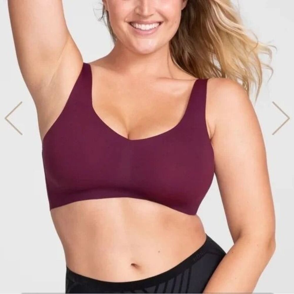 HoneyLove V-Neck Bra Color Fig burgundy wireless 2x
